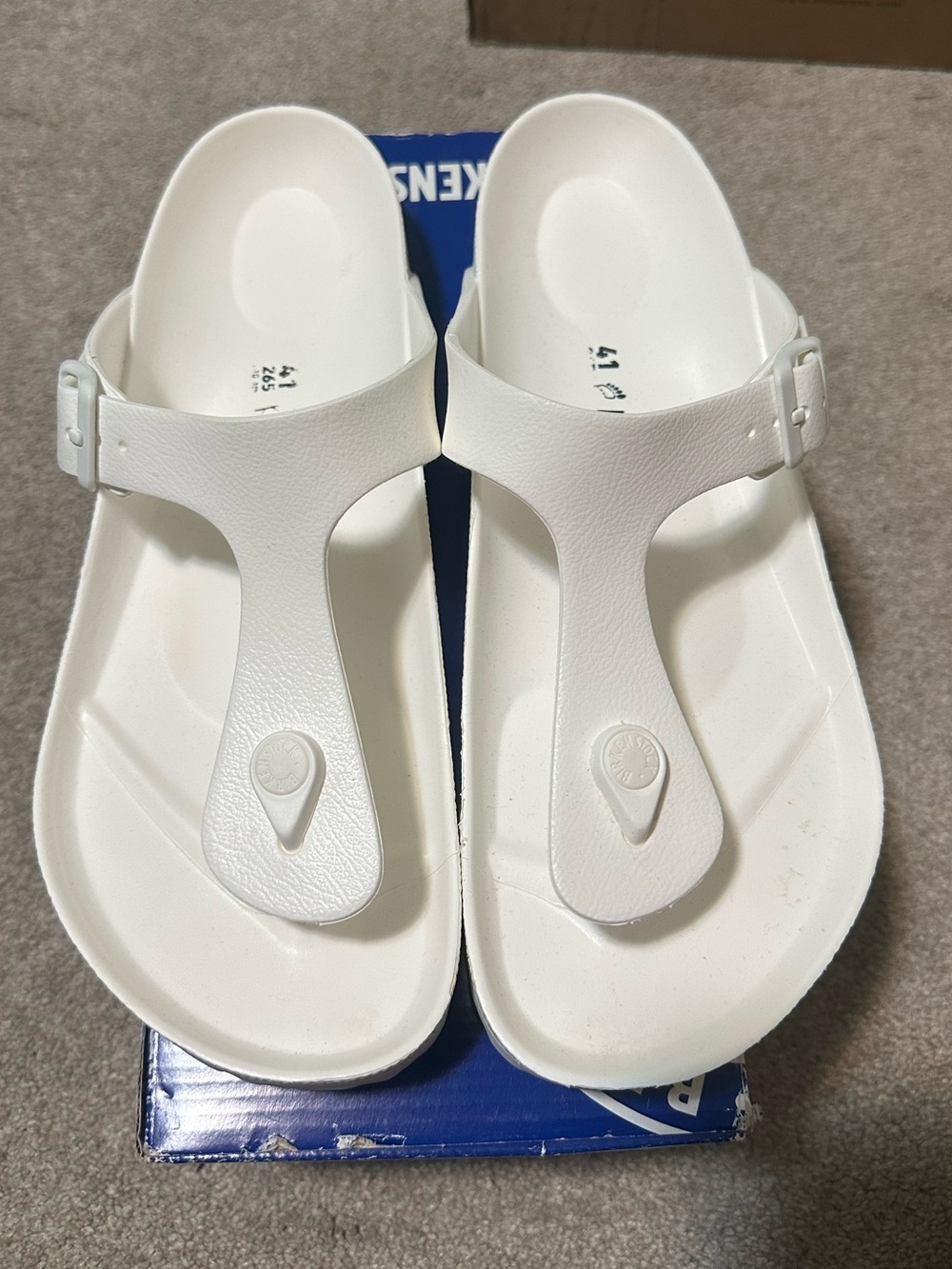 Birkenstock White Gizeh Essentials Slip-On Sandal.